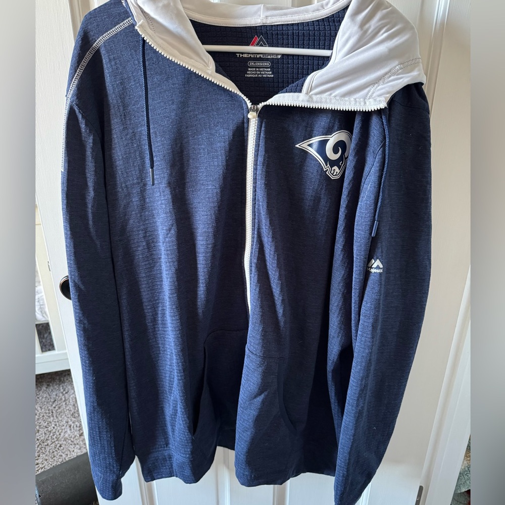 Majestic thermabase men’s 2XL Ram’s zip up navy jacket